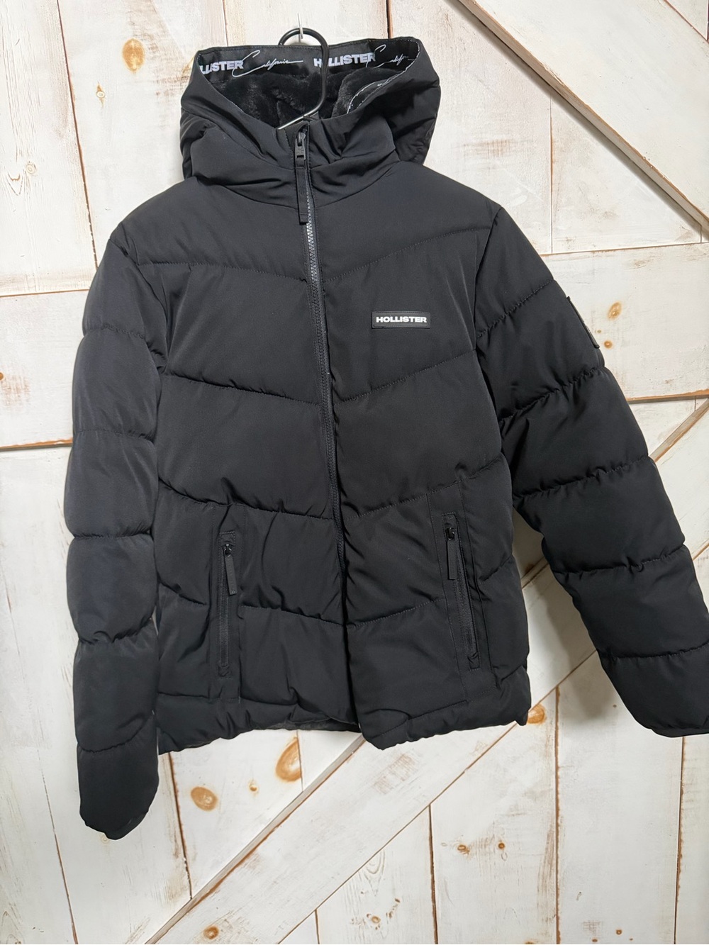 Hollister Black Hooded Puffer Jacket